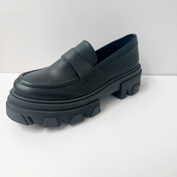 Alohas Trailblazer Corn Black Platform Loafers Vegan Leather Euro Size 40 US 9 - Picture 1 of 13
